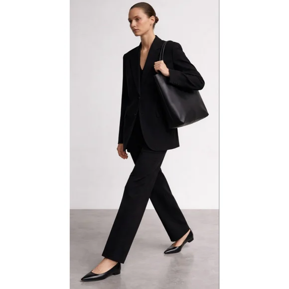 New The Row Claudette Black Leather Pointed Ballet Flats Size 9 $1009 Sold Out! - Picture 2 of 9